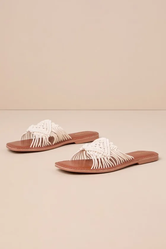 Mahogany Natural Crochet Slide Sandals sold by Lulus product image thumbnail 3