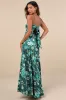 Sincerely Romantic Green Floral Satin Tie-Back Maxi Dress sold by Lulus