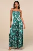 Sincerely Romantic Green Floral Satin Tie-Back Maxi Dress sold by Lulus