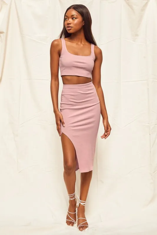 Set For Life Blush Pink Ribbed Bodycon Two-Piece Dress sold by Lulus