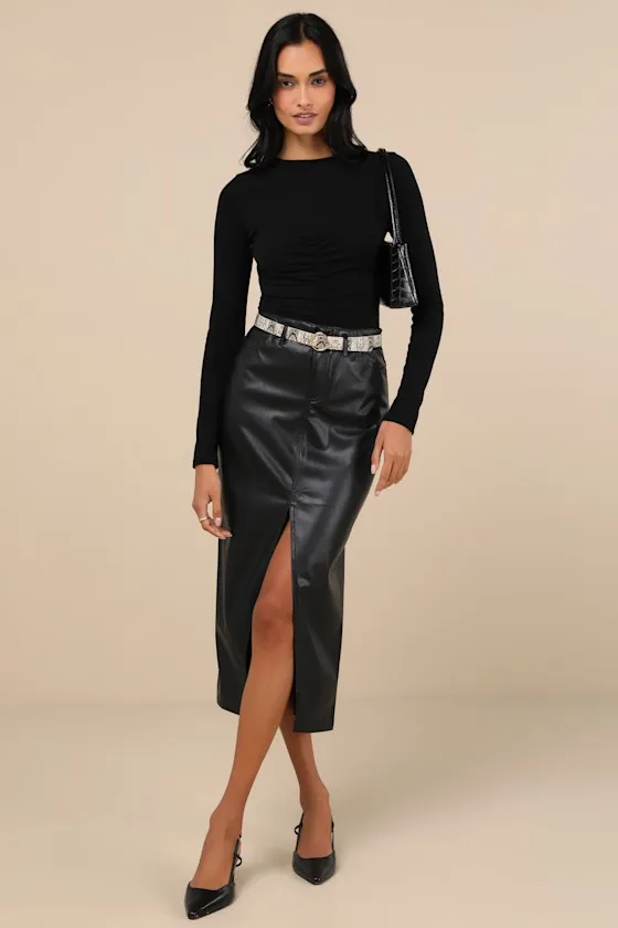 Casual Energy Black Ruched Long Sleeve Crew Neck Top sold by Lulus product image thumbnail 3