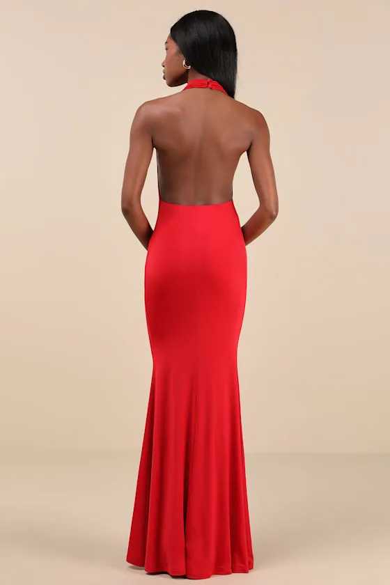 Eye-Catching Silhouette Red Cowl Neck Halter Maxi Dress sold by Lulus product image thumbnail 2