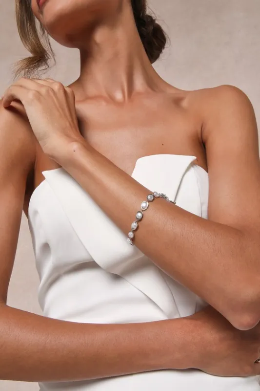 Undeniable Poise Silver Pearl Bracelet sold by Lulus