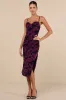 Decadent Flirt Purple Mesh Velvet Ruched Bodycon Midi Dress sold by Lulus