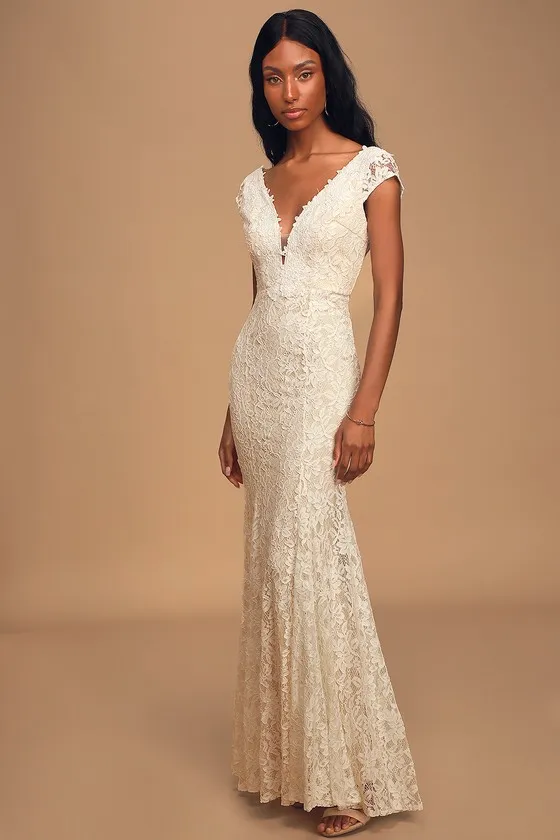 Icing on the Cake White Lace Short Sleeve Maxi Dress sold by Lulus