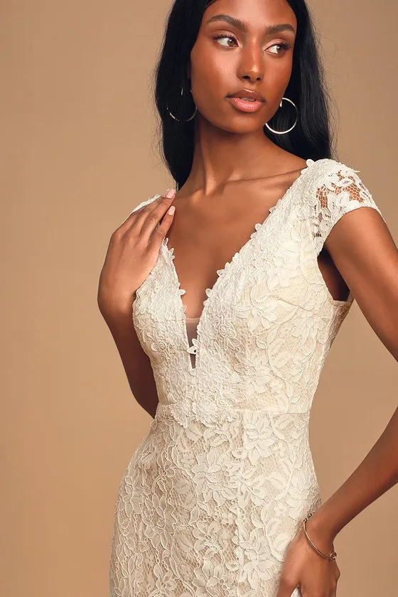 Icing on the Cake White Lace Short Sleeve Maxi Dress sold by Lulus product image thumbnail 2