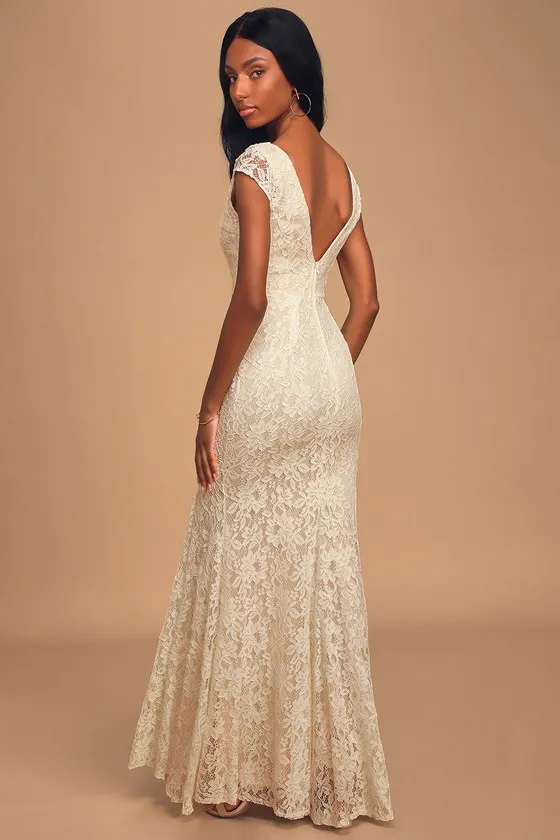Icing on the Cake White Lace Short Sleeve Maxi Dress sold by Lulus product image thumbnail 4