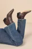 Nonah Java Snake-Embossed Pointed-Toe Ankle Boots sold by Lulus