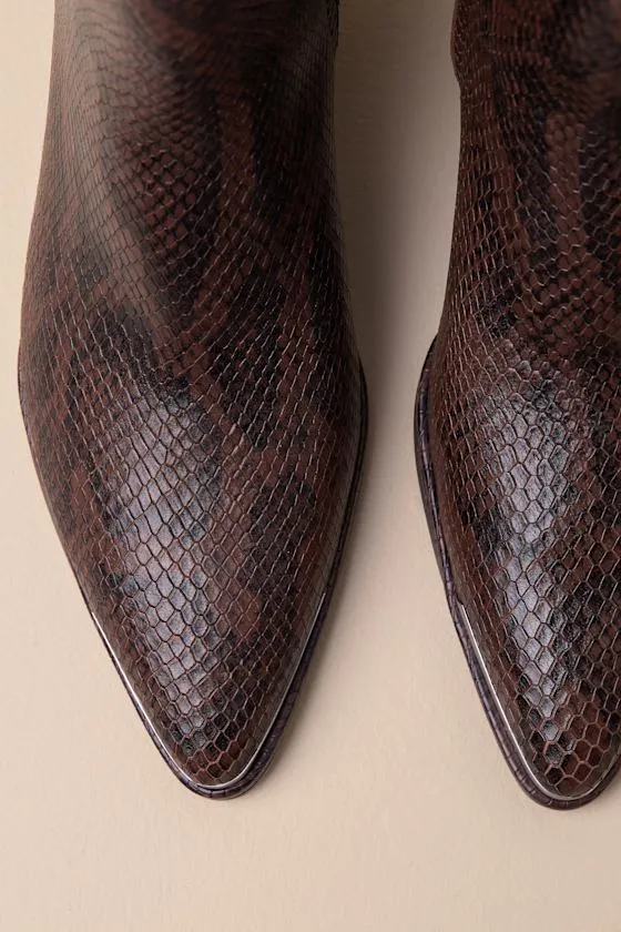 Nonah Java Snake-Embossed Pointed-Toe Ankle Boots sold by Lulus product image thumbnail 3