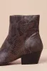 Nonah Java Snake-Embossed Pointed-Toe Ankle Boots sold by Lulus