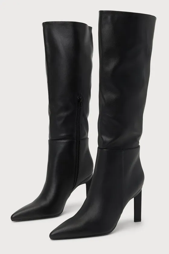 Olivet Black Pointed-Toe Knee-High Boots sold by Lulus product image thumbnail 2