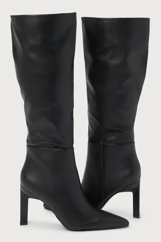 Olivet Black Pointed-Toe Knee-High Boots sold by Lulus product image thumbnail 4