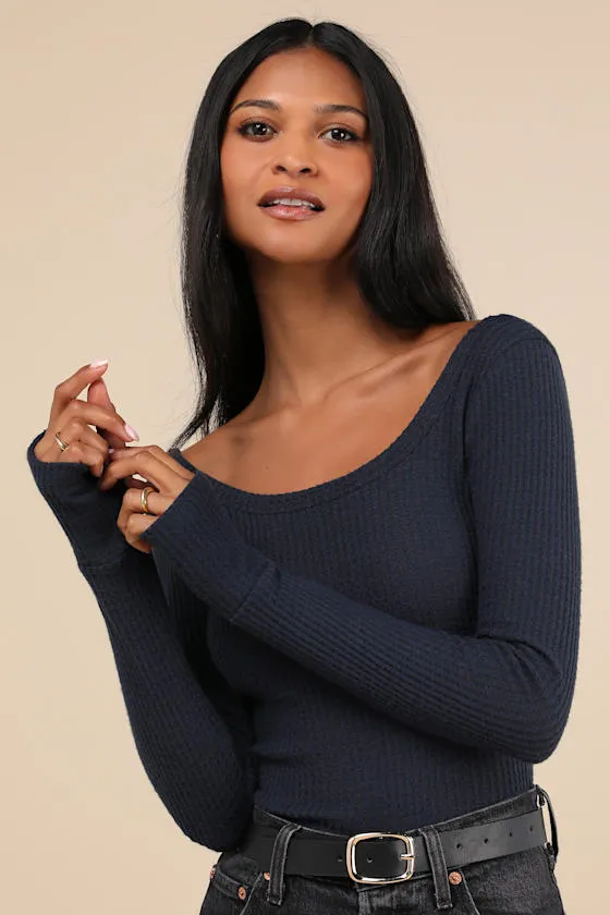 Everyday Design Navy Blue Long Sleeve Top sold by Lulus