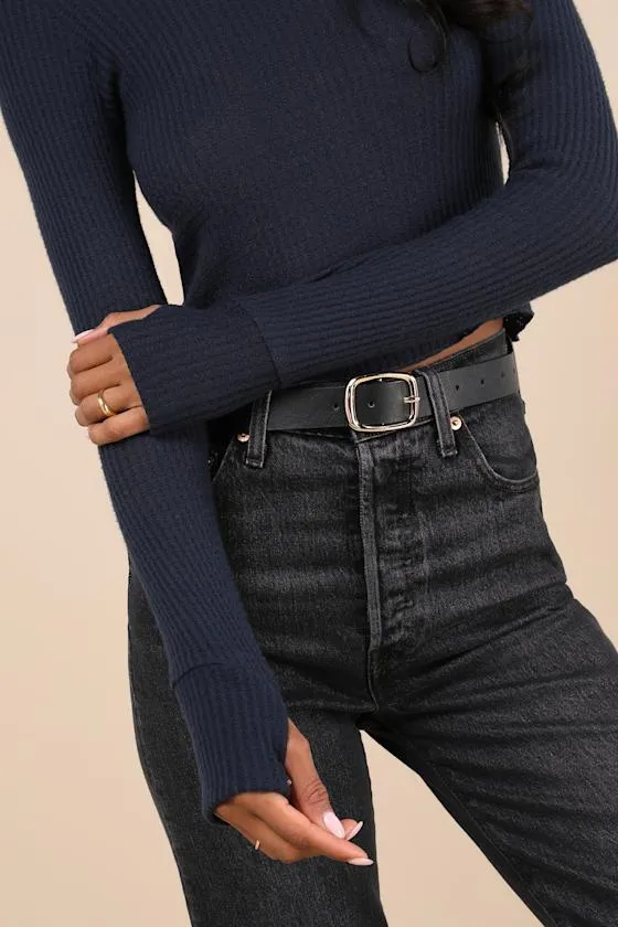 Everyday Design Navy Blue Long Sleeve Top sold by Lulus product image thumbnail 4