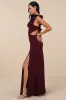 Captivating Charisma Plum Ruffled Cutout Tie-Back Maxi Dress sold by Lulus