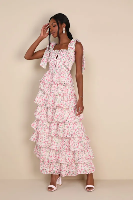 Wild Hearts Ivory Multi Floral Tiered Midi Skirt made by Sister Jane