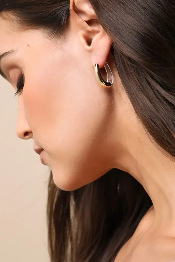 Serene Mentality Gold and Clear Lucite Hoop Earrings sold by Lulus product image thumbnail 2