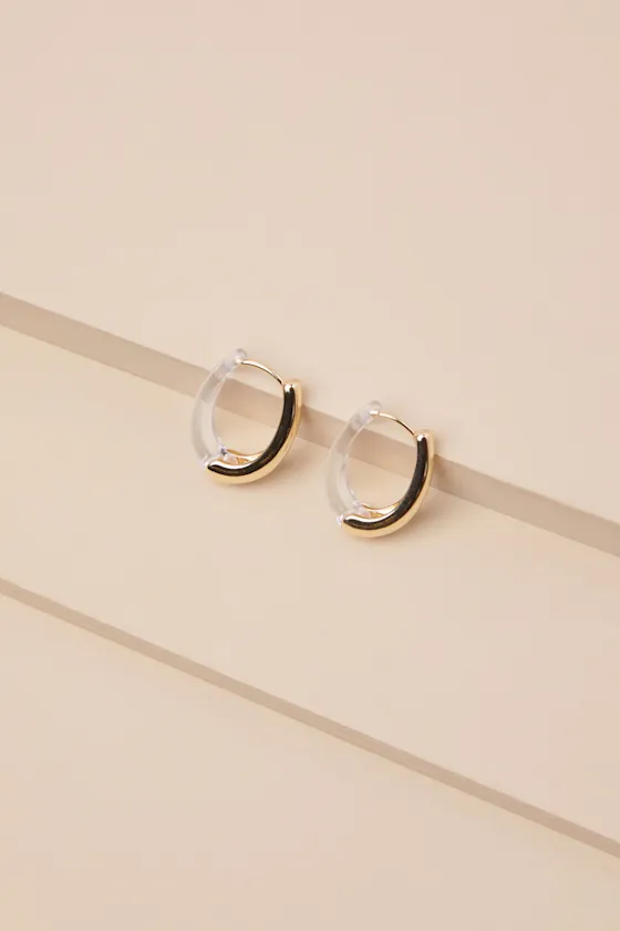 Serene Mentality Gold and Clear Lucite Hoop Earrings sold by Lulus product image thumbnail 4