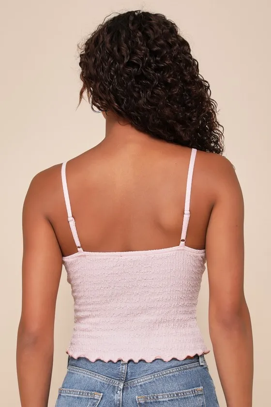 Irresistible Flirt Pink Ribbon Lace Cropped Cami Top sold by Lulus product image thumbnail 3