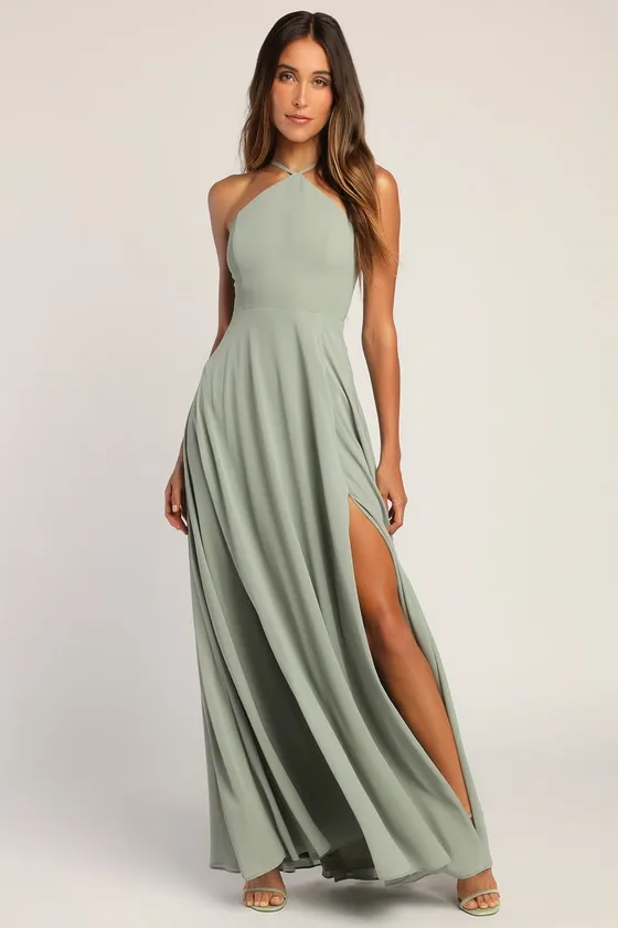 Absolutely Breathtaking Sage Brush Maxi Dress sold by Lulus
