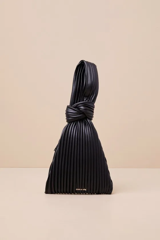 Carey Black Pleated Knotted Handbag sold by Lulus