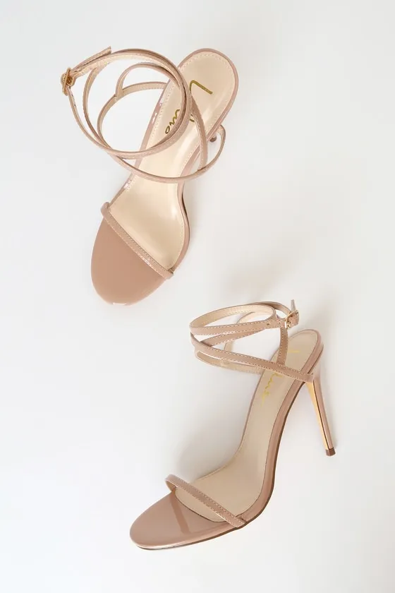 Sydd Light Nude Patent Ankle Wrap High Heel Sandals sold by Lulus product image thumbnail 3