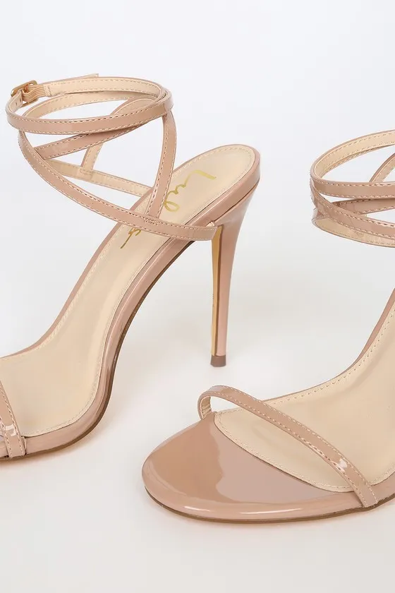 Sydd Light Nude Patent Ankle Wrap High Heel Sandals sold by Lulus product image thumbnail 4