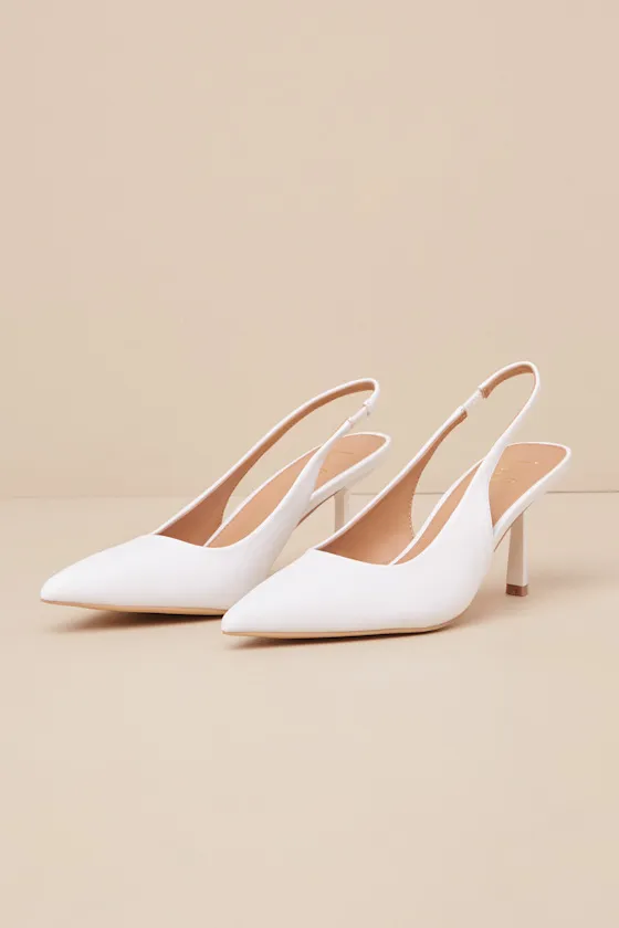 Cambrea White Pointed-Toe Slingback Pumps sold by Lulus product image thumbnail 2
