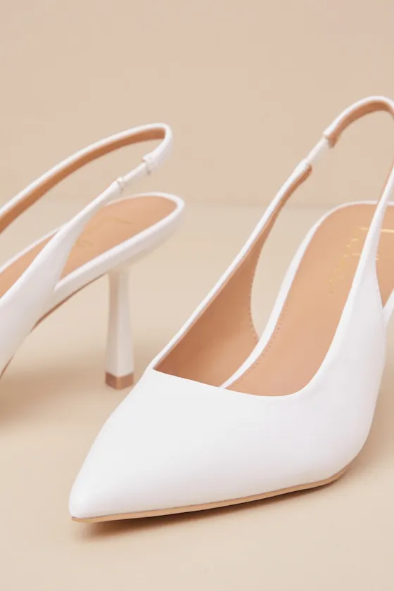 Cambrea White Pointed-Toe Slingback Pumps sold by Lulus product image thumbnail 4