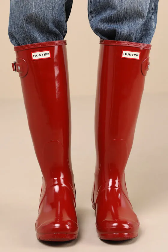 Original Tall Military Red Glossy Rain Boots sold by Lulus product image thumbnail 2