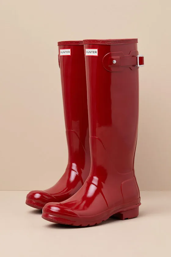 Original Tall Military Red Glossy Rain Boots sold by Lulus product image thumbnail 3