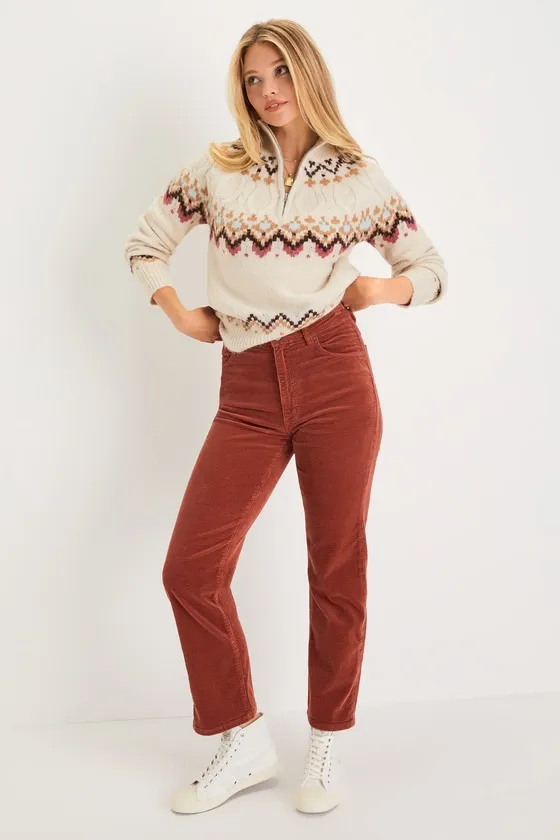 Warm Bliss Beige Multi Knit Half-Zip Sweater sold by Lulus product image thumbnail 3