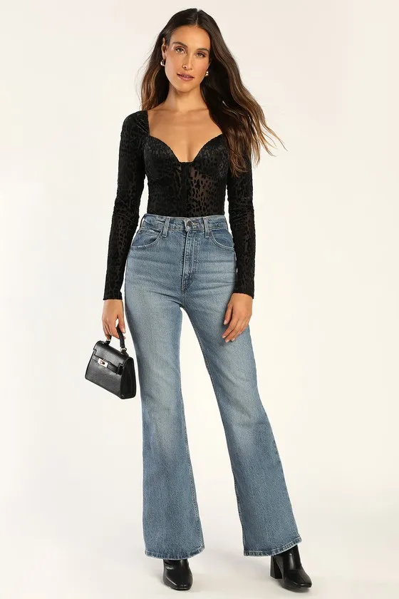 Wild Forever Black Animal Print Sheer Bustier Bodysuit sold by Lulus product image thumbnail 3