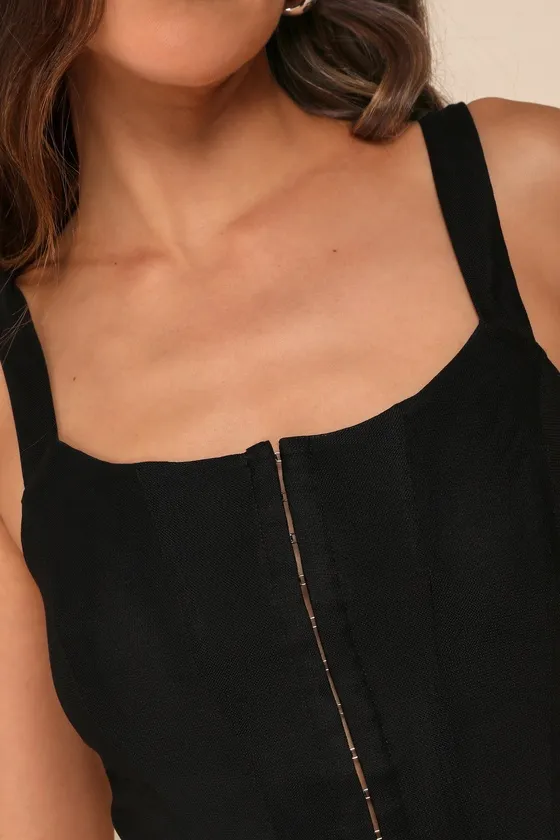 Mesh You More Black Mesh Bustier Tank Top sold by Lulus product image thumbnail 4