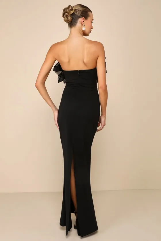 Evening Excellence Black Ruffled Strapless Mermaid Maxi Dress sold by Lulus product image thumbnail 2