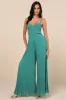 Exemplary Poise Green Pleated Wide-Leg Jumpsuit sold by Lulus