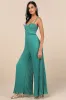 Exemplary Poise Green Pleated Wide-Leg Jumpsuit sold by Lulus