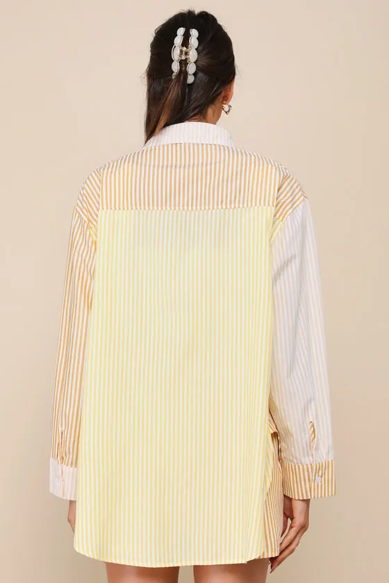 Remarkably Adorable Yellow Multi Striped Patchwork Button-Up Top sold by Lulus product image thumbnail 2
