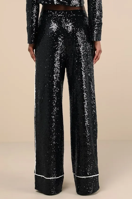 Sparkly Mood Black Sequin High Rise Wide-Leg Pants sold by Lulus product image thumbnail 3