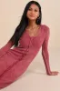 Effortlessly Pristine Washed Berry Ribbed Long Sleeve Midi Dress sold by Lulus
