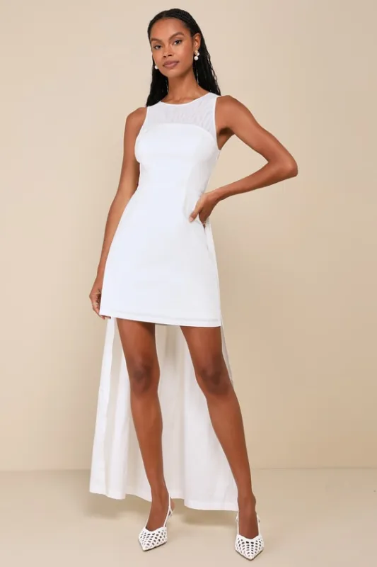 Chic Flourish White Rosette Train Mini Dress sold by Lulus