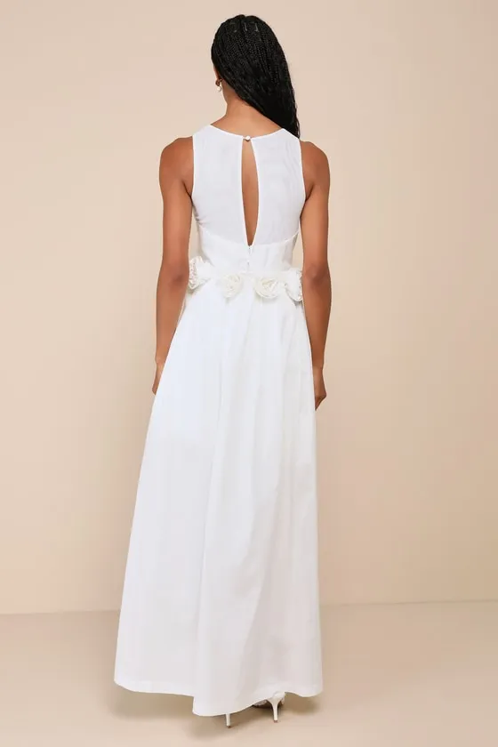 Chic Flourish White Rosette Train Mini Dress sold by Lulus product image thumbnail 3