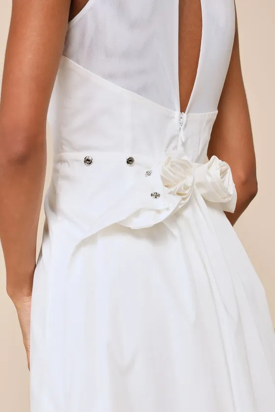 Chic Flourish White Rosette Train Mini Dress sold by Lulus product image thumbnail 4