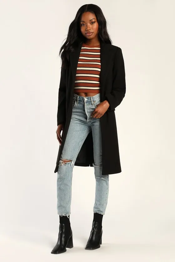 Chic Feelings Black Long Sleeve Coat sold by Lulus product image thumbnail 2