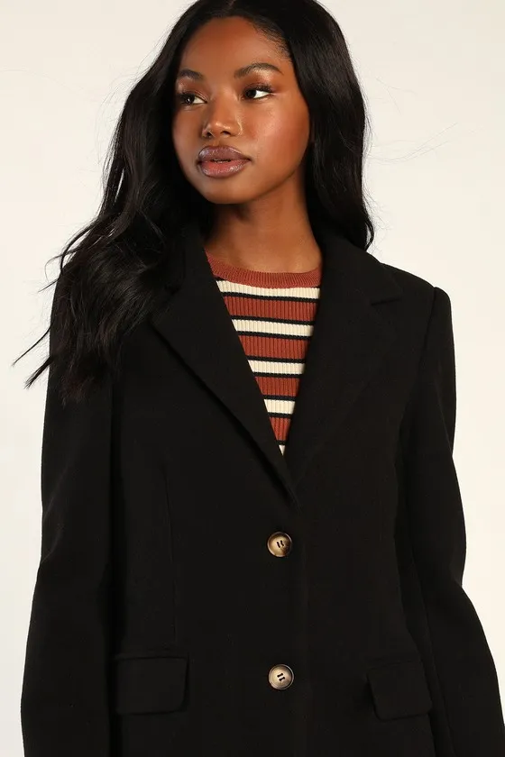 Chic Feelings Black Long Sleeve Coat sold by Lulus product image thumbnail 3