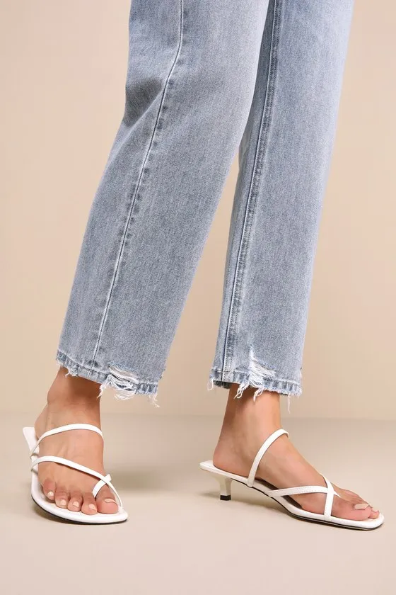 Gutherie Bone Strappy Kitten Heel Sandals sold by Lulus product image thumbnail 2