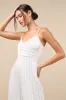 Memorably Sophisticated White Satin Pleated Backless Jumpsuit sold by Lulus