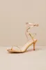 Sydd Gold Ankle Wrap Low Heel Sandals sold by Lulus