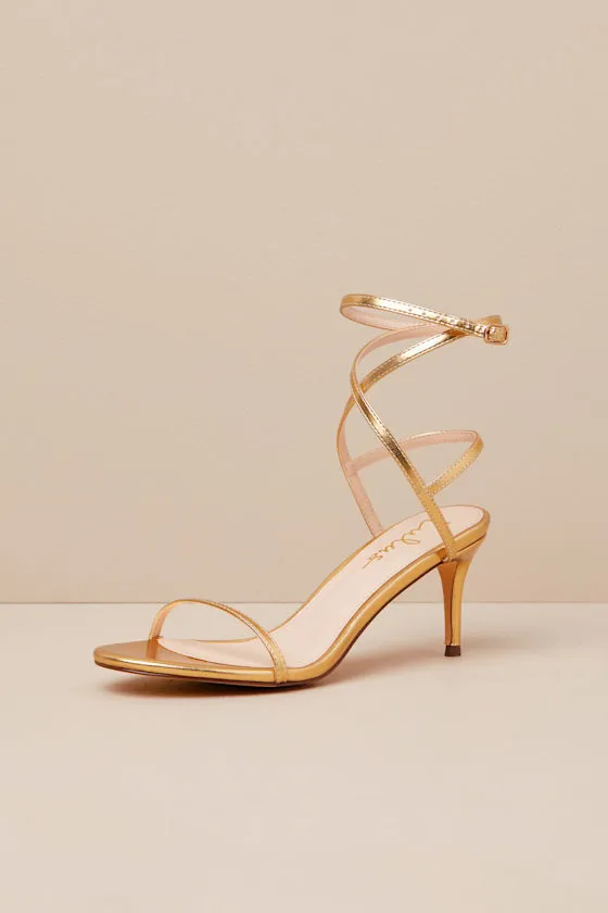 Sydd Gold Ankle Wrap Low Heel Sandals sold by Lulus product image thumbnail 2