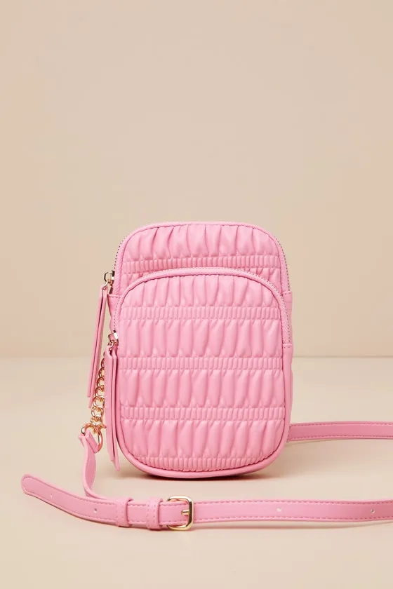 Chantal Pink Textured Vegan Leather Crossbody Bag sold by Lulus